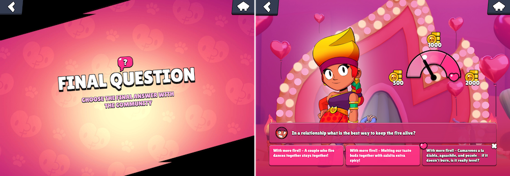 Brawl Stars held a Valentine’s-themed event where players had virtual dates with characters