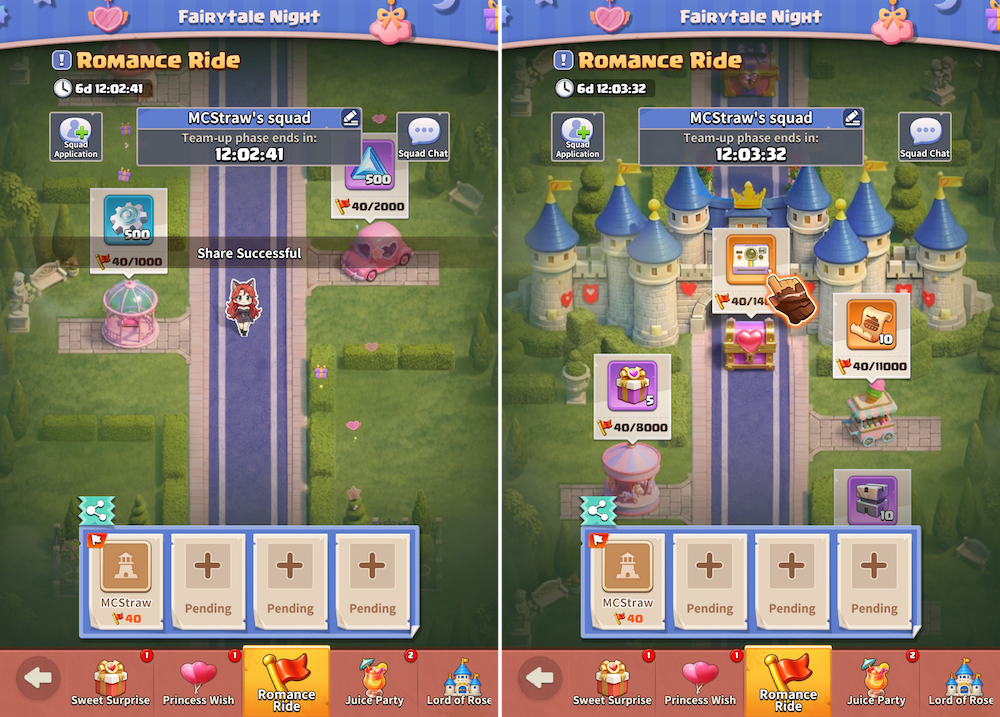 Dark War: Survival added a co-op event called Fairytale Night: Romance Ride, with squad-based collaborative play
