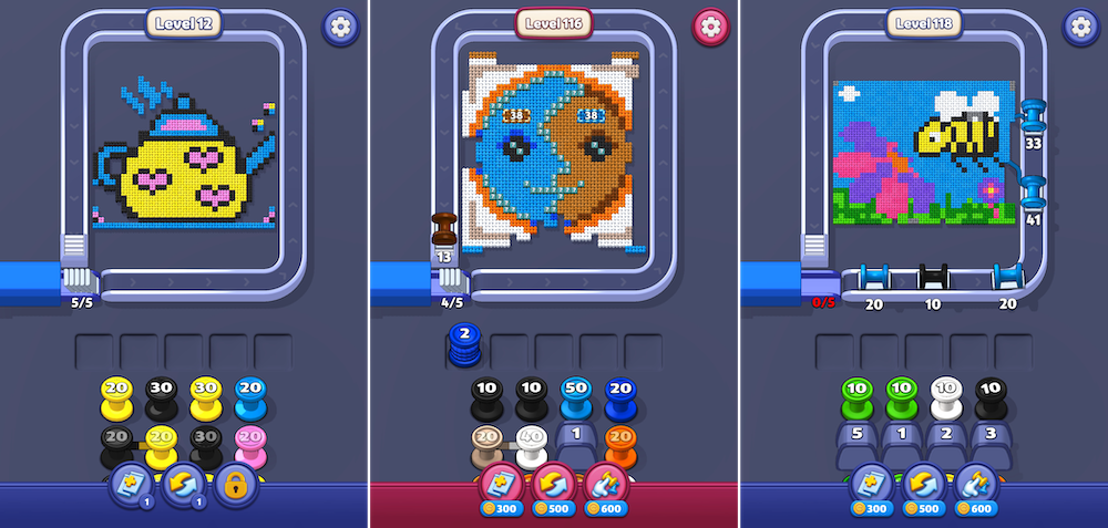 Yarn Loop: Knit Puzzle is a combination of two of the most popular hybrid casual puzzle types